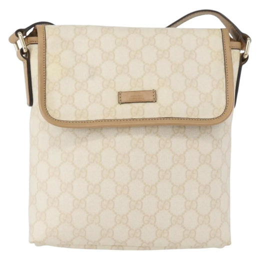Gucci Flap Messenger Gg Coated Canvas Beige Bag
