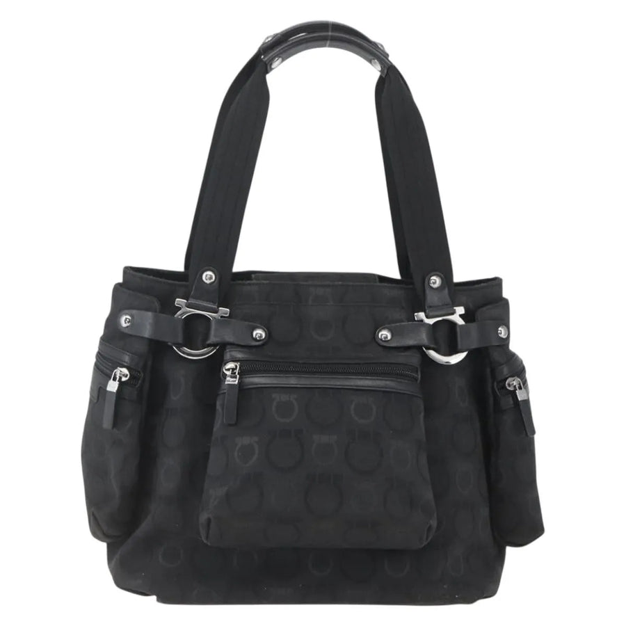 Salvatore Ferragamo Gancini Tote Nylon Black Bag