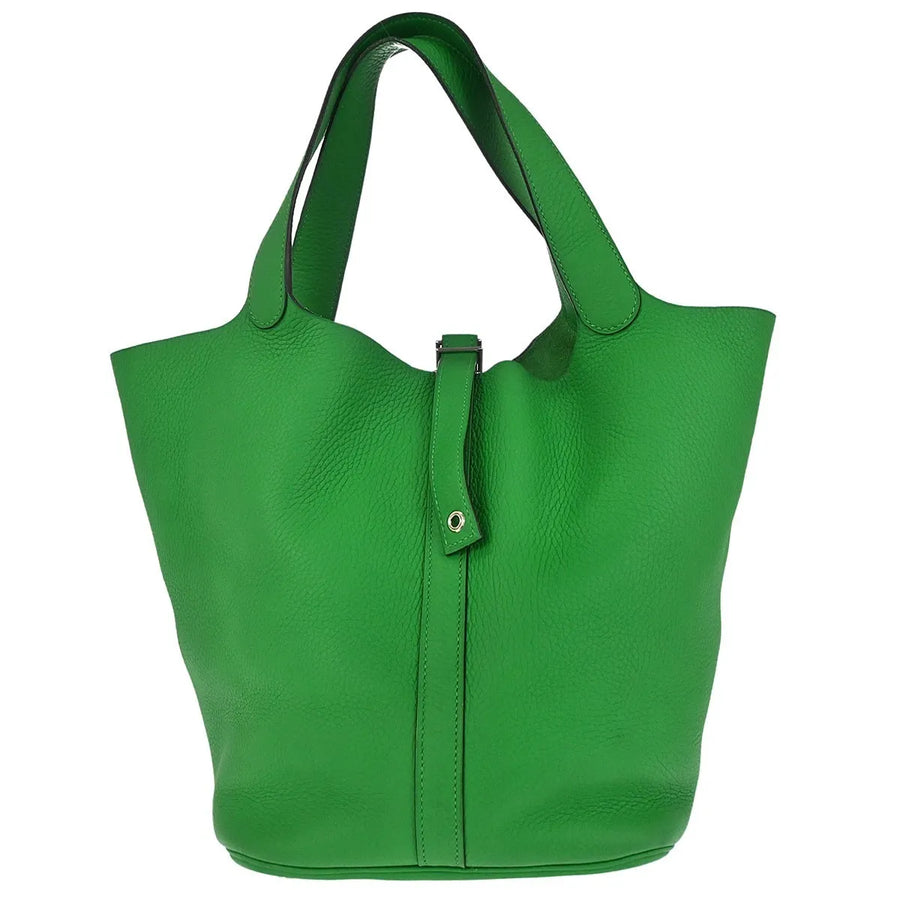 Hermes Picotin Lock Clemence Green Leather Bag