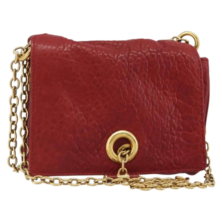 Saint Laurent Chain Leather Red Bag