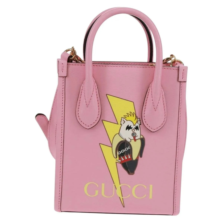 Gucci Vertical Tote Printed Leather Pink Bag