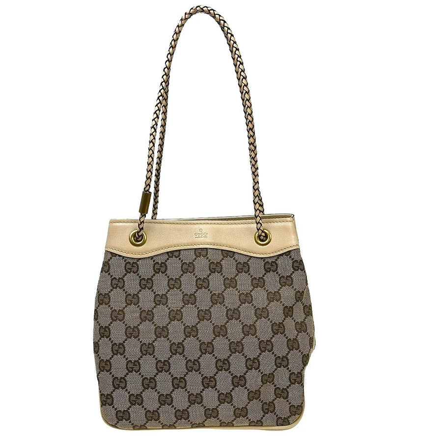 Gucci Miss Gg Tote Canvas With Leather Beige Bag