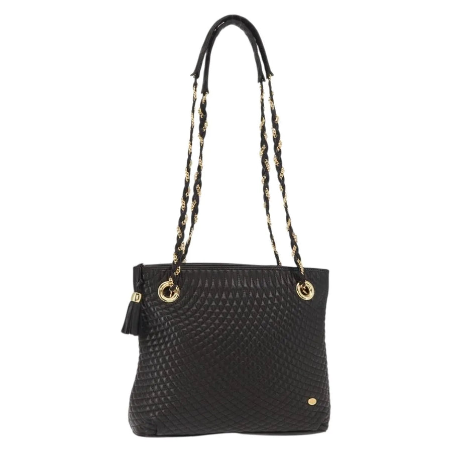 Bally Vintage Chain Quilted Leather Black Bag