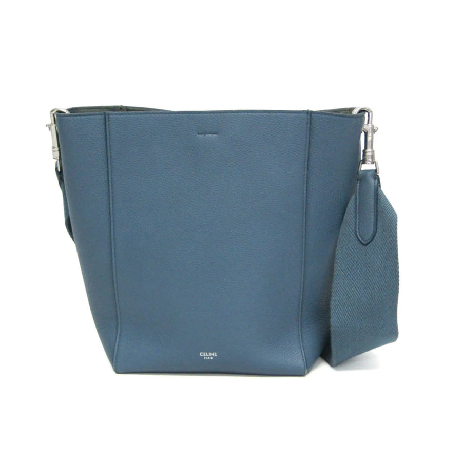 Celine Sangle Seau Calfskin Blue Leather Bag