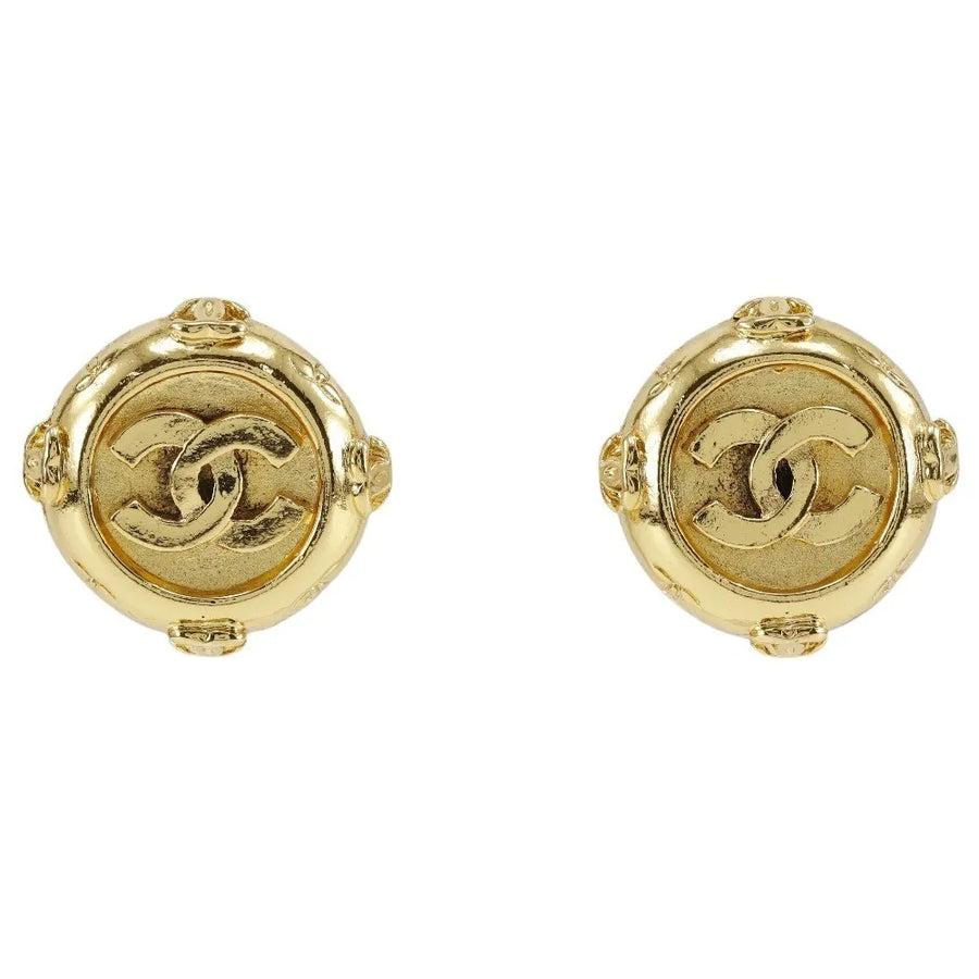 Chanel Vintage Cc Clip-On Metal Gold Gold_plated Jewelry