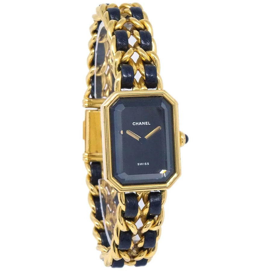 Chanel Premiere Rock Quartz Plated Metal And Leather Watch