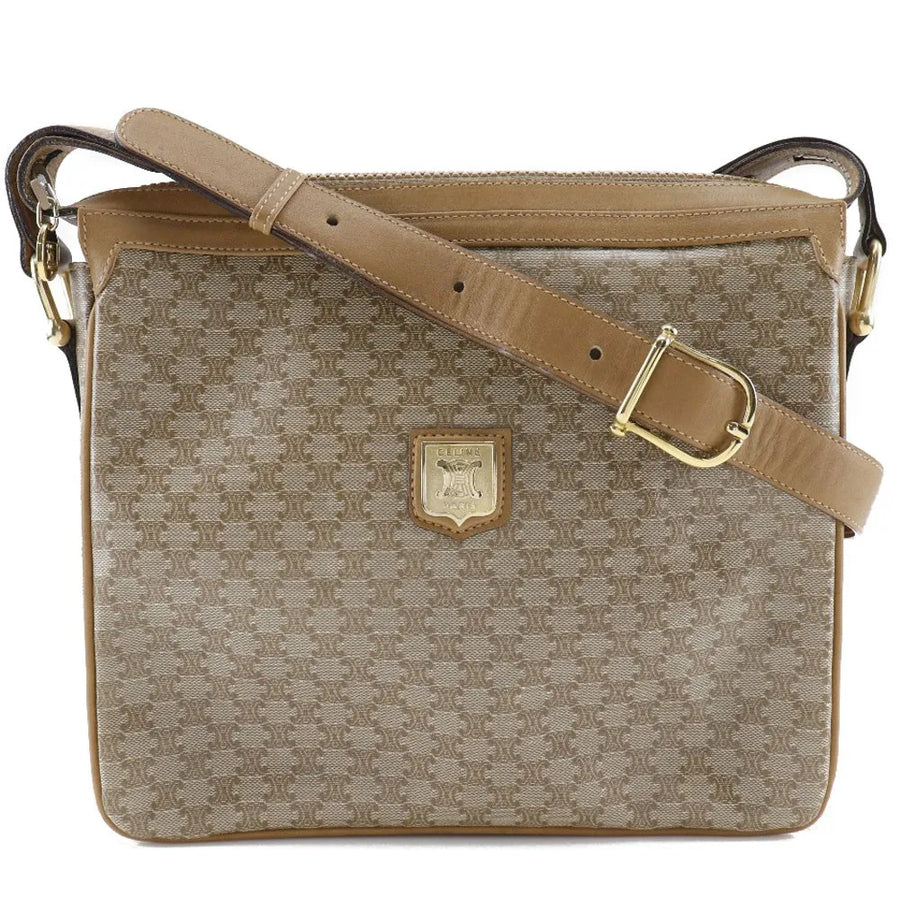 Celine Macadam Shoulder Pvc Leather Beige Bag