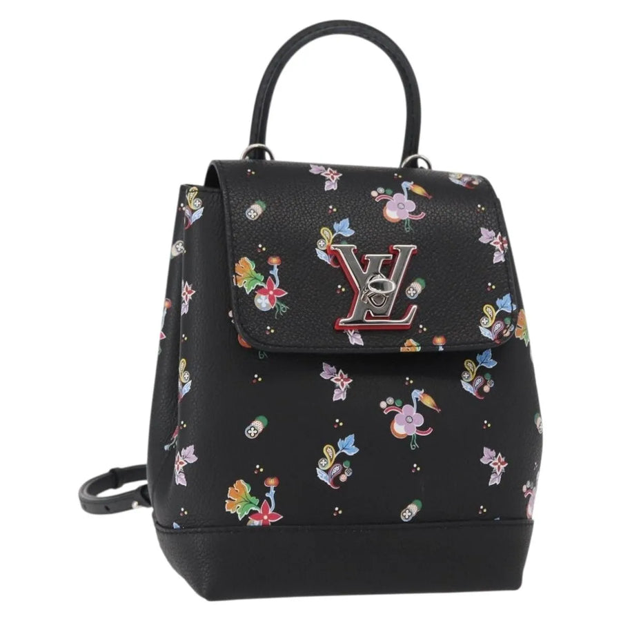 Louis Vuitton Lockme Floral Printed Leather Black Bag