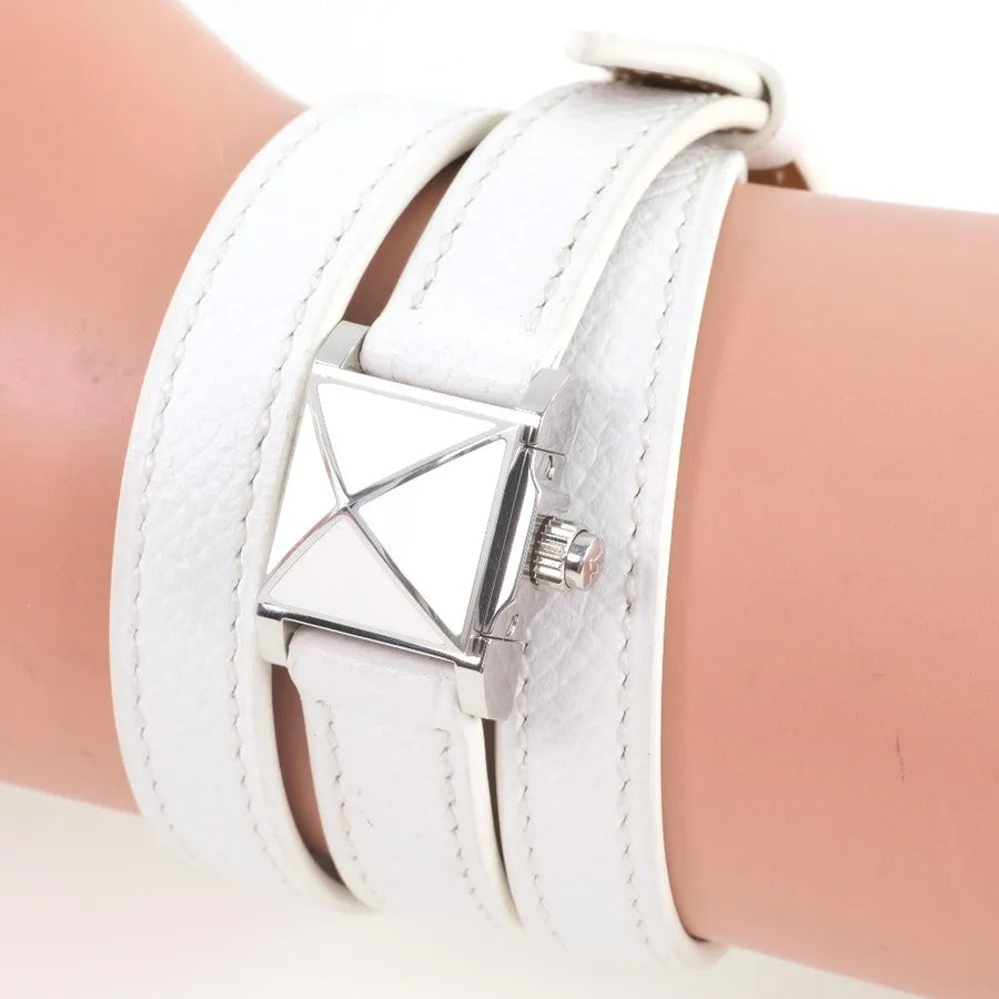 Hermes Medor Rock Quartz Lacquered Steel And Leather Watch
