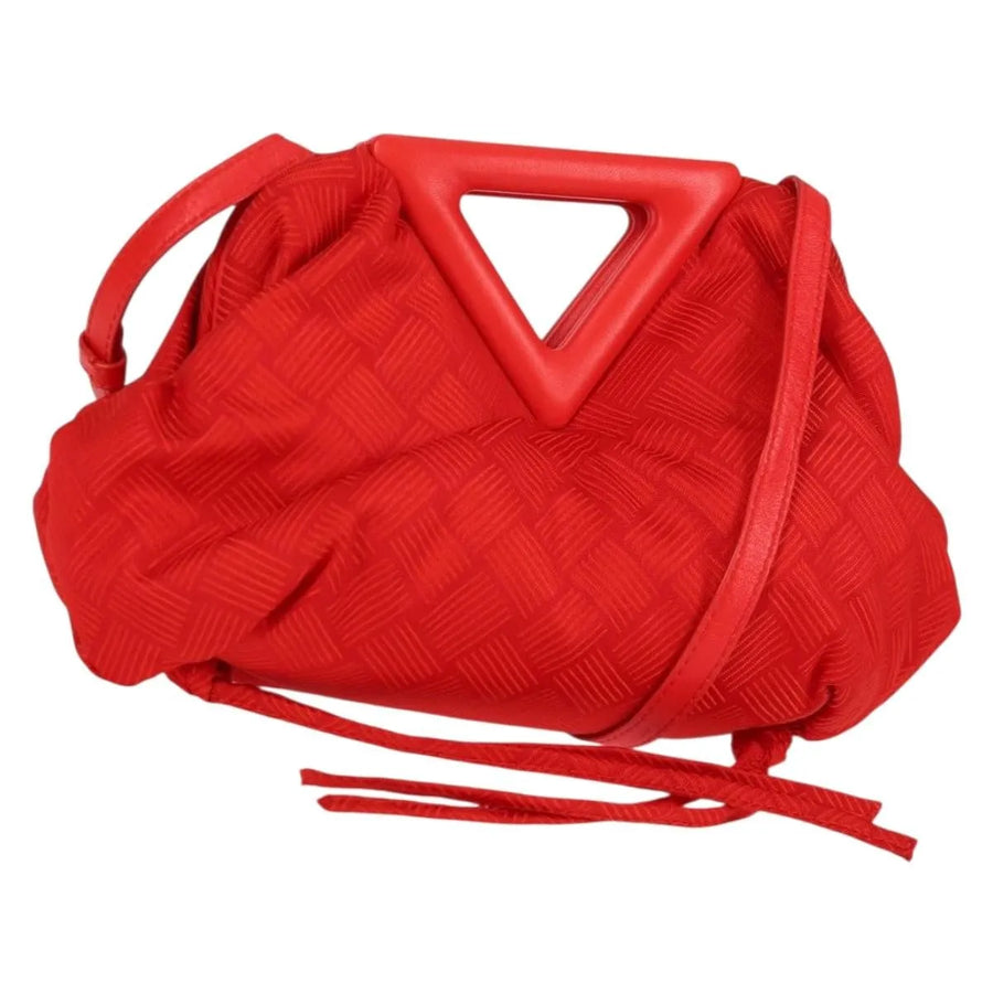 Bottega Veneta Point Chunky Knit Fabric Red Nylon Bag