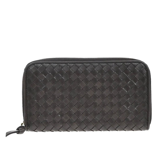 Bottega Veneta Intrecciato Long Zip Leather Brown Accessory