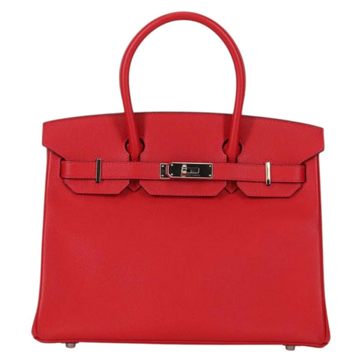 Hermes Birkin Red Epsom With Palladium Hardware Leather Bag