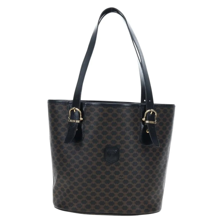 Celine C Macadam Tote Pvc Leather- Canvas Black Bag