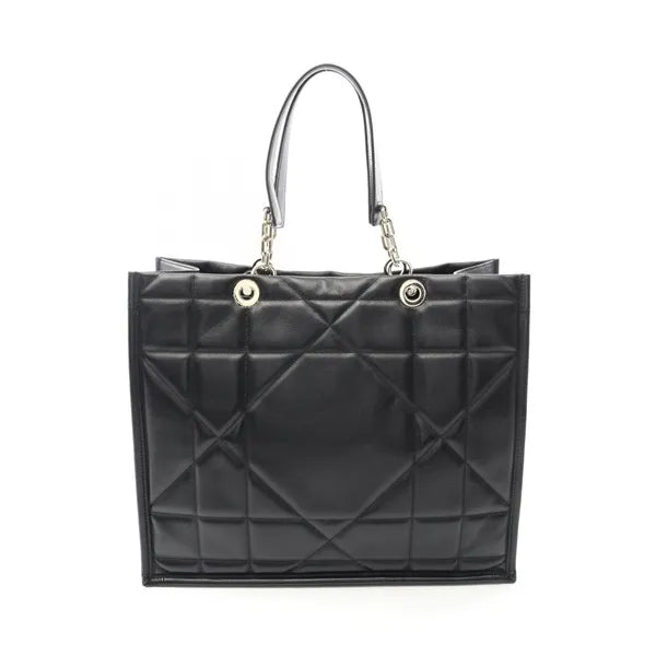 Christian Dior Essential Tote Archicannage Quilt Calfskin Black Leather Bag