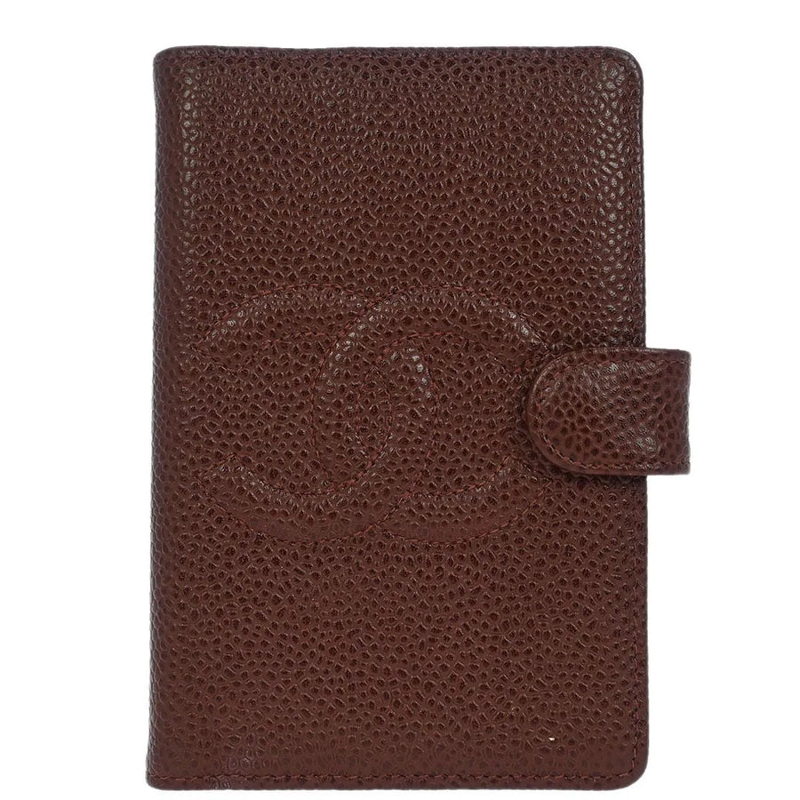 Chanel Cc Bifold Quilted Caviar Brown Leather Accessory