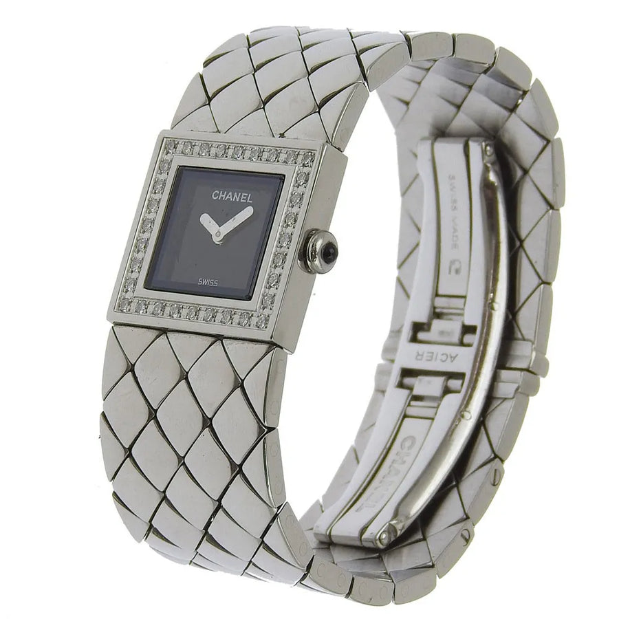 Chanel Matelasse Quartz Stainless Steel With Diamond Bezel Watch