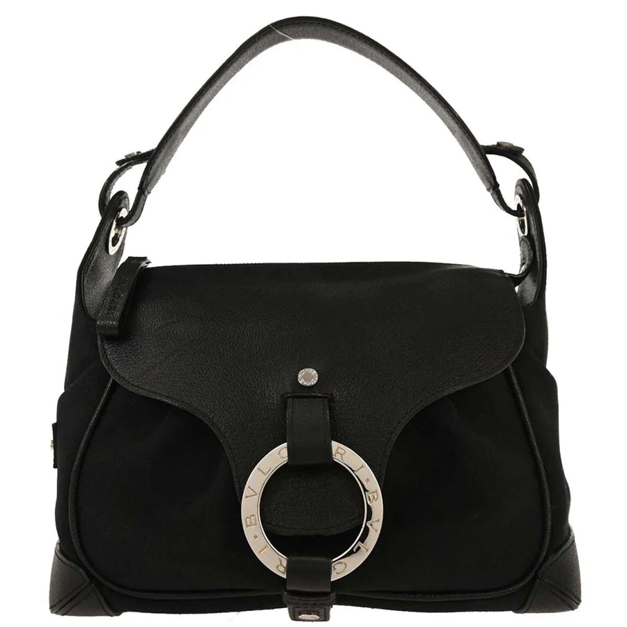 Bvlgari Logomania Canvas With Leather Black Bag