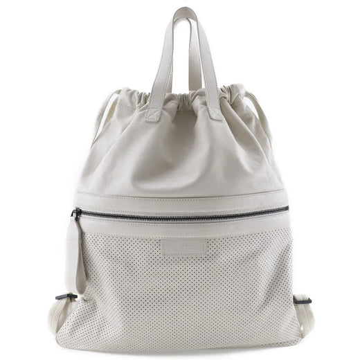 Bottega Veneta Drawstring Perforated Leather Beige Calfskin Bag