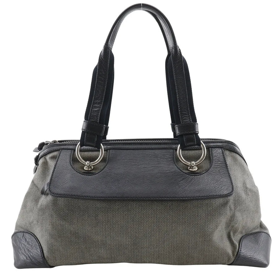 Bottega Veneta Vintage Leather Gray Canvas Bag