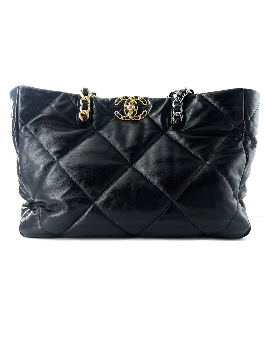 Chanel 19 Shopping Quilted Leather Black Bag