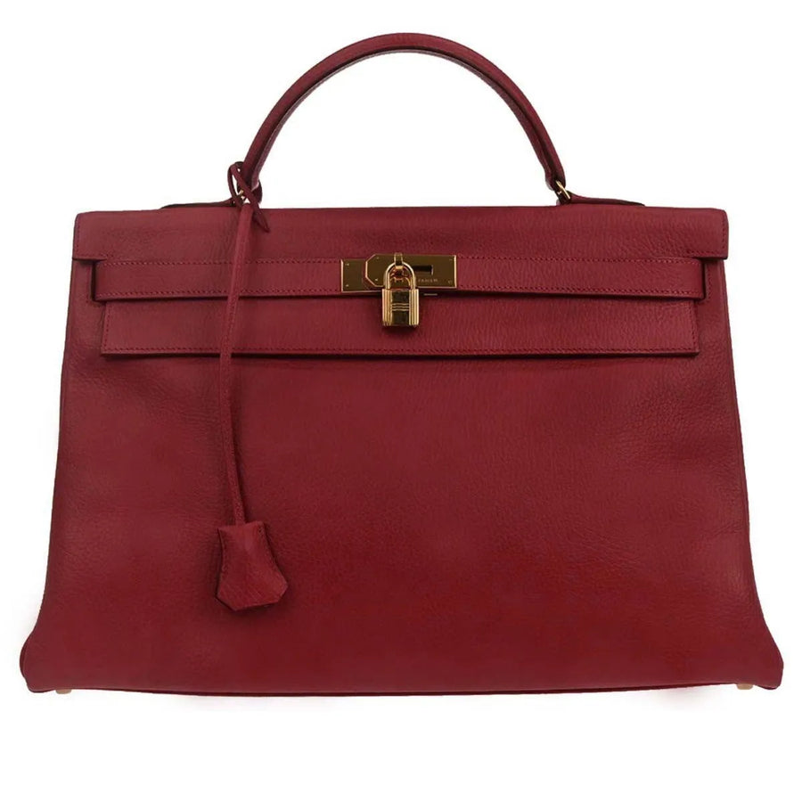 Hermes Kelly Retourne Ardennes Leather Red Bag