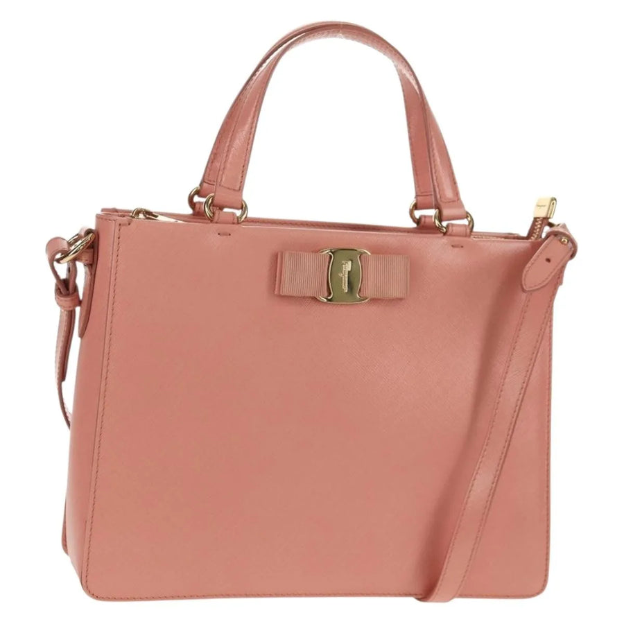 Salvatore Ferragamo Vala Leather Pink Bag