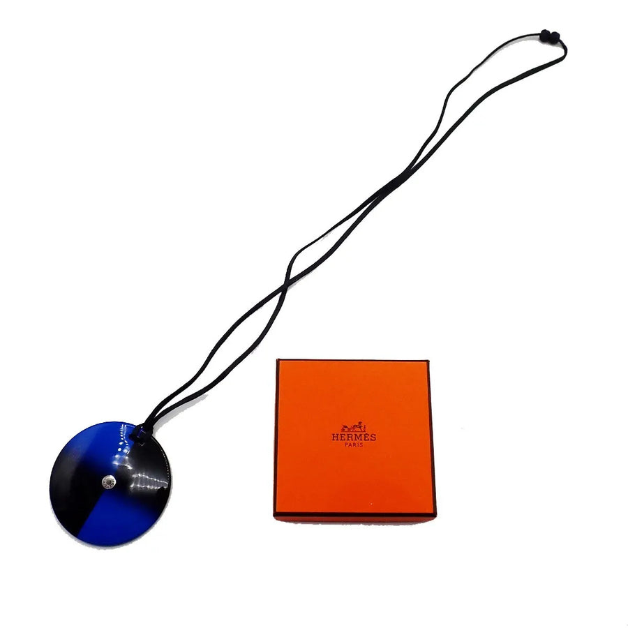 Hermes Necklace Buffalo Horn And Lacquer Blue Jewelry