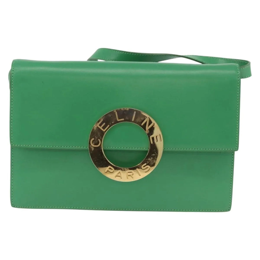 Celine Circle Logo Leather Green Bag