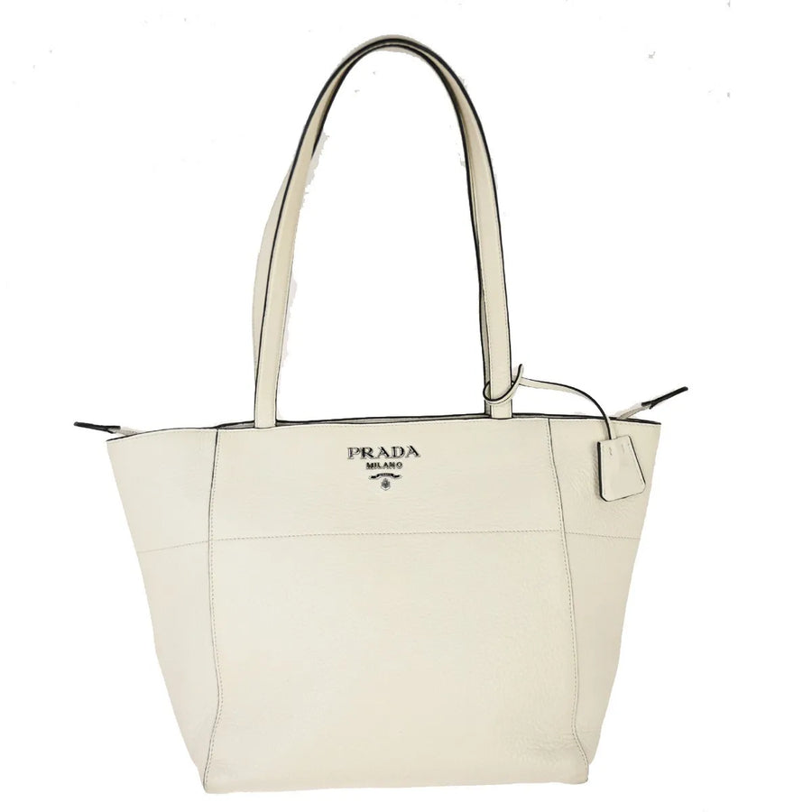 Prada Vintage Tote Leather White Bag