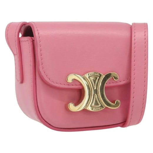 Celine Triomphe Shoulder Smooth Calfskin Pink Leather Bag