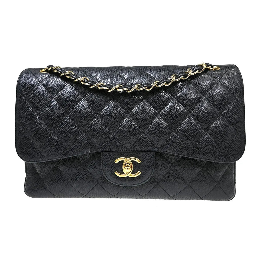 Chanel Timeless - Classic Double Flap Quilted Caviar Black Leather Bag