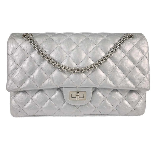 Chanel Reissue 2.55 Double Compartment Flap Quilted Aged Calfskin Silver Bag