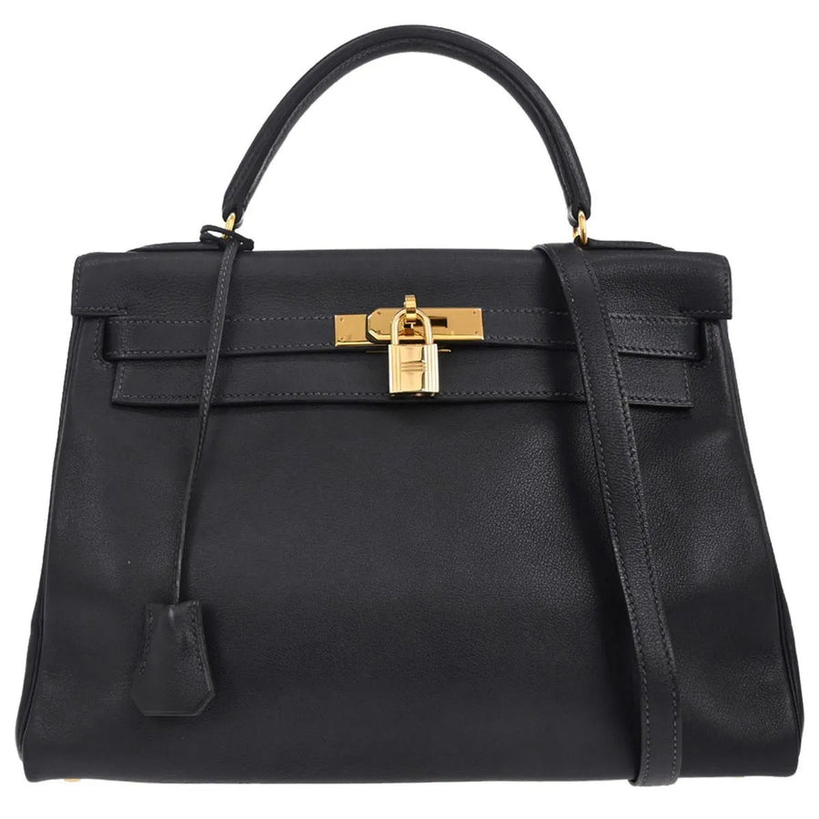Hermes Kelly Blue Courchevel With Gold Hardware Leather Bag