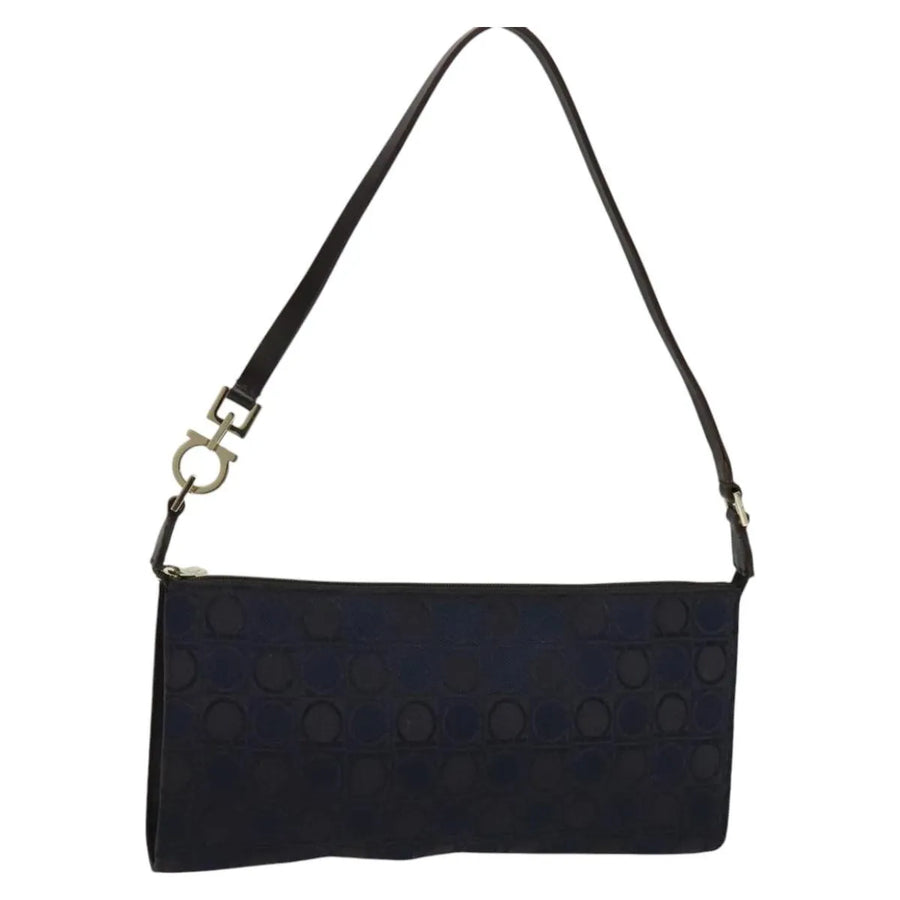 Salvatore Ferragamo Gancini Canvas Navy Bag