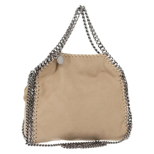 Stella Mccartney Falabella Fold Over Shaggy Deer Beige Polyester Bag