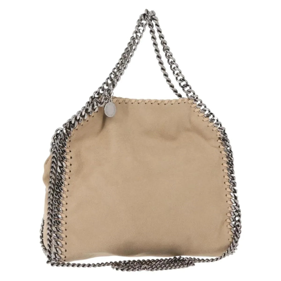 Stella Mccartney Falabella Fold Over Shaggy Deer Beige Polyester Bag