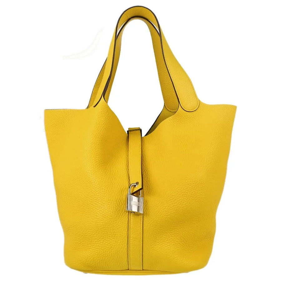 Hermes Picotin Lock Clemence Yellow Leather Bag