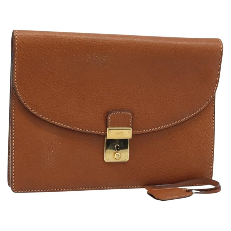 Gucci Vintage Clutch Leather Brown Bag