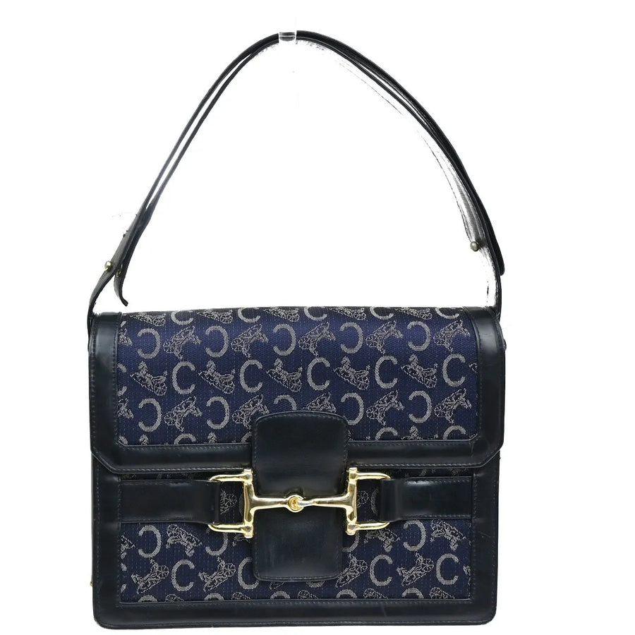 Celine Horse Carriage Canvas And Leather Navy Bag