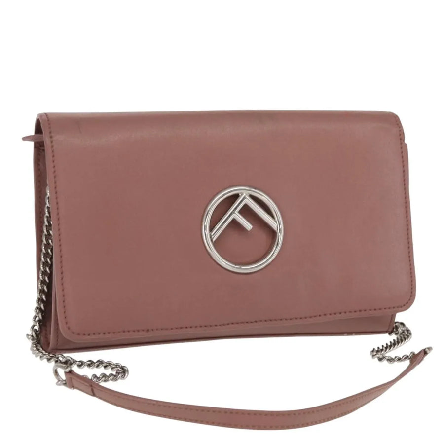 Fendi F Is Wallet On Chain Leather Pink Bag