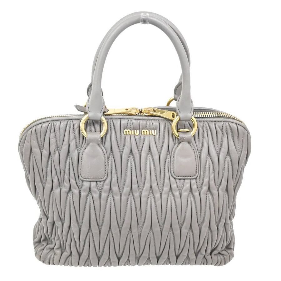 Miu Madras Bowler Matelasse Leather Purple Bag