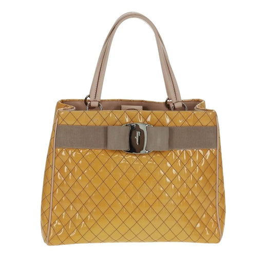Salvatore Ferragamo Vala Patent Leather Yellow Patent_leather Bag