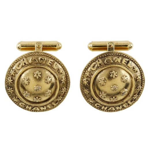 Chanel Vintage Logo Round Plated Gold Gold_plated Jewelry