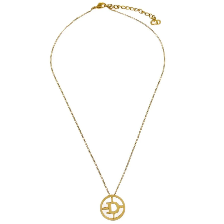 Christian Dior Cd Round Pendant Metal Gold Gold_plated Jewelry