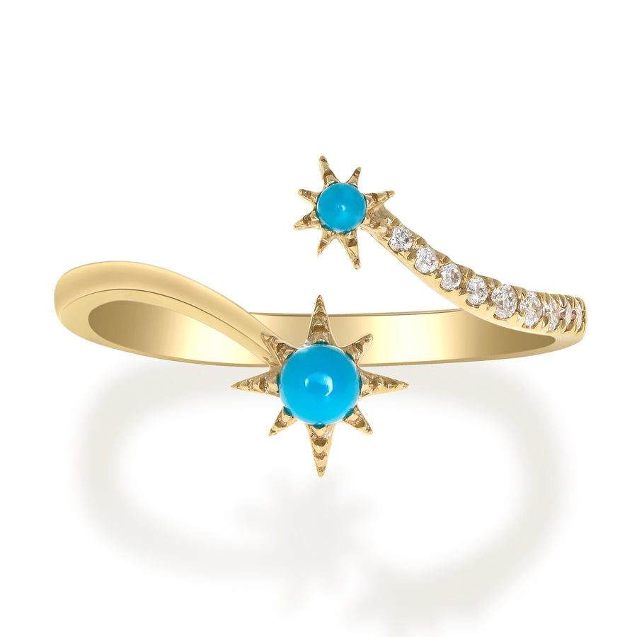 Yellow Gold Turquoise And Diamond Ring 14k Rings