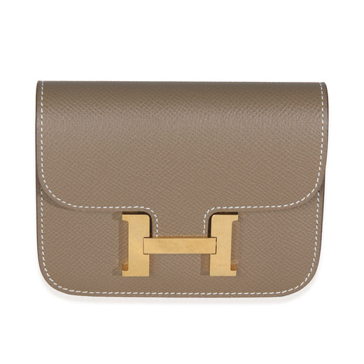 Hermès Etoupe Epsom Constance Slim Wallet Ghw Gray Leather