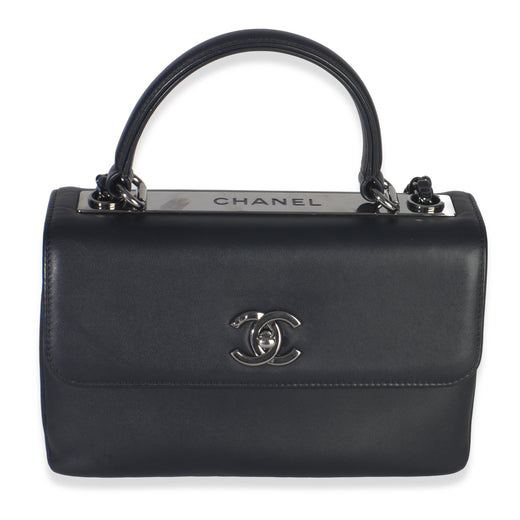 Chanel Black Smooth Calfskin Small Trendy Cc Flap Dual Handle Bag Leather Handbag