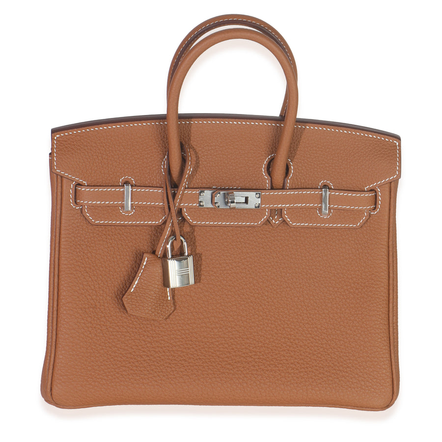 Hermès Gold Togo Birkin 25 Phw Beige Leather Handbag