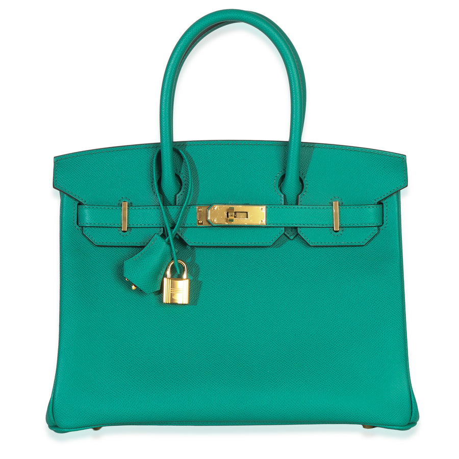 Hermès Vert Jade Epsom Birkin 30 Ghw Green Leather Handbag