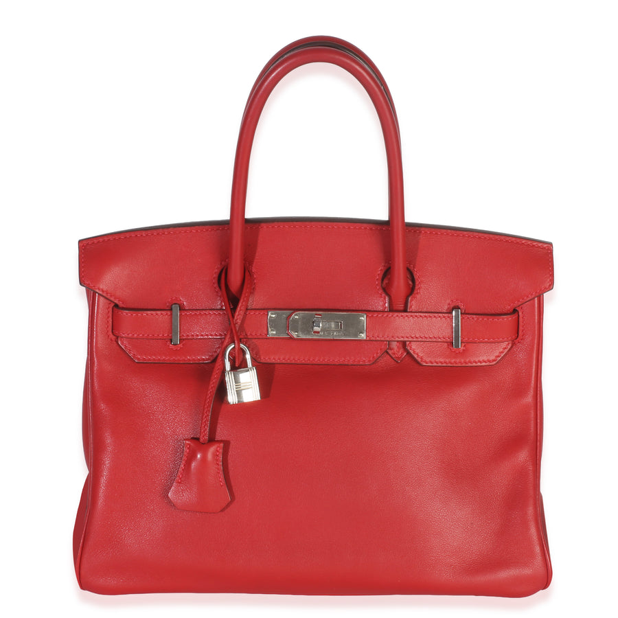 Hermès Rouge Casaque Swift Birkin 30 Phw Red Leather Handbag